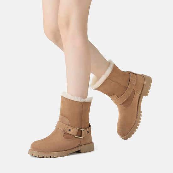 EVER AU Women Pheasant Mid Calf Fashion Boots - Chestnut