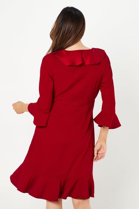 Occasion Satin Ruffle Shift Dress