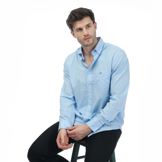 Men's Gant Regular Poplin A.Shield Shirt in Blue - Image 4