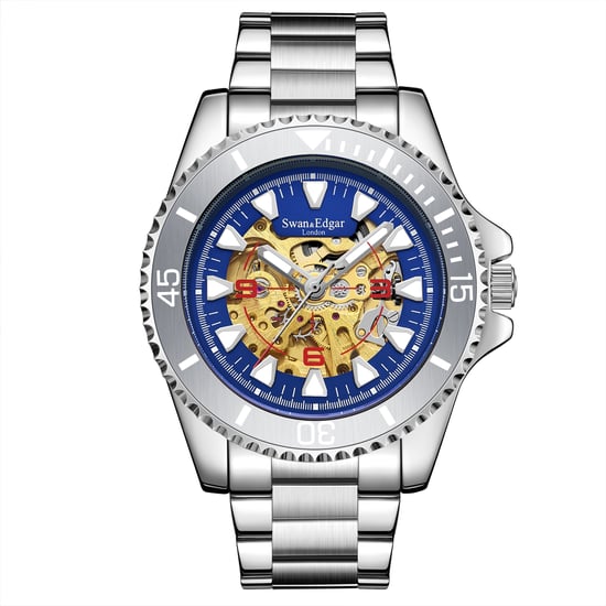 Limited Edition Swan & Edgar Hand Assembled Contemporary Skeleton Automatic Rose Steel