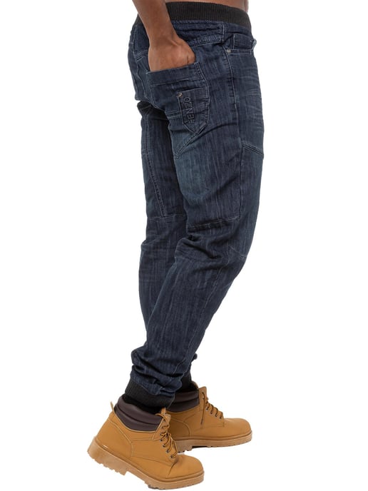 Enzo| Pantalones vaqueros con puños para hombre - Azul oscuro - Image 4