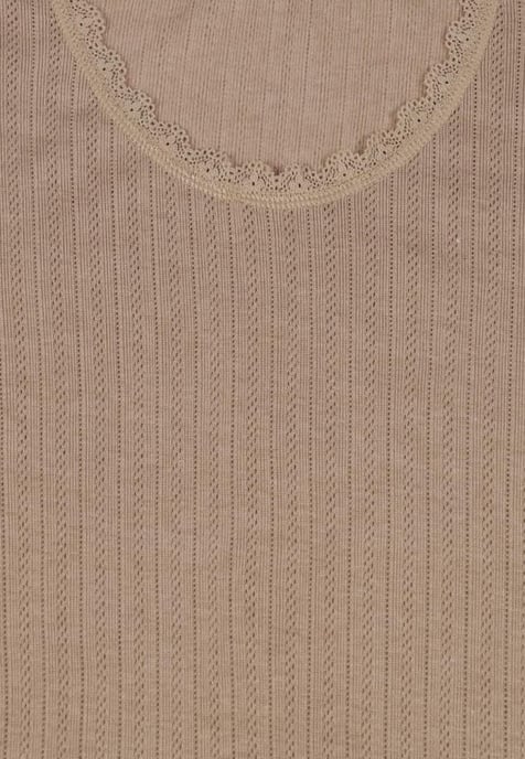 Lote de 2 camisetas térmicas de manga corta de pointelle beige para mujer - Image 2