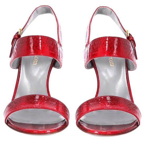Sergio Rossi Ankle Strap Printed Sandals in Red Patent Leather - Image 3