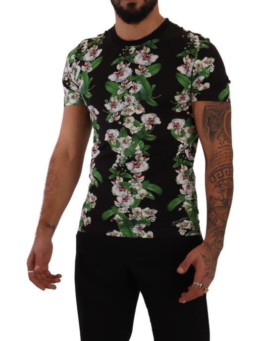 Camiseta de hombre con estampado floral negro de Dolce & Gabbana - Image 4