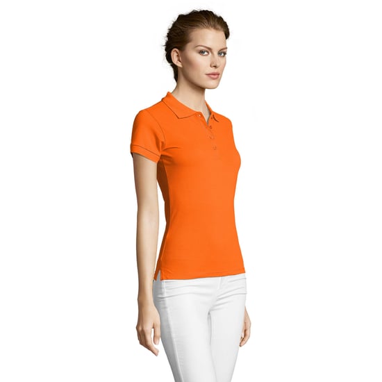 SOLS Womens/Ladies People Pique Short Sleeve Cotton Polo Shirt (Orange) - Image 6
