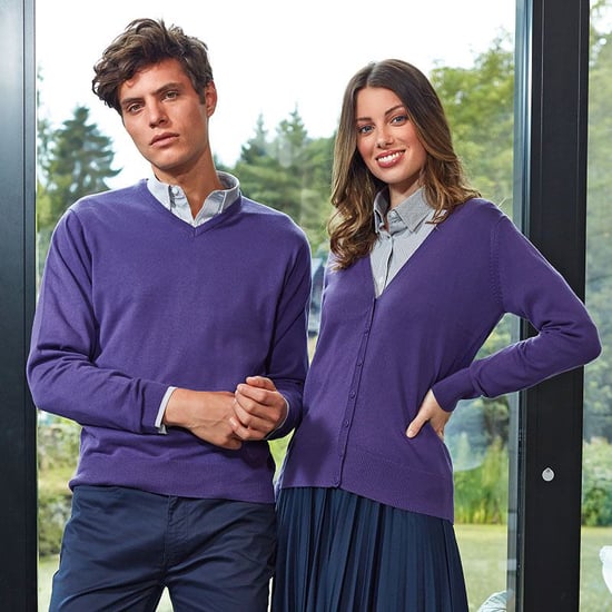 Premier Mens V-Neck Knitted Sweater (Purple) - Image 5