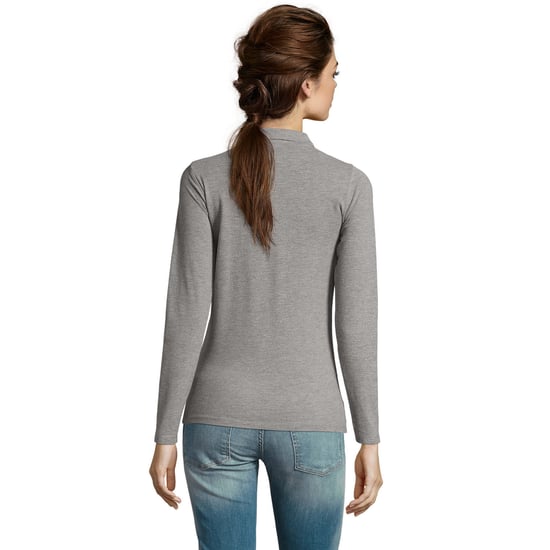 SOLS Womens/Ladies Perfect Long Sleeve Pique Polo Shirt (Grey Marl) - Image 3