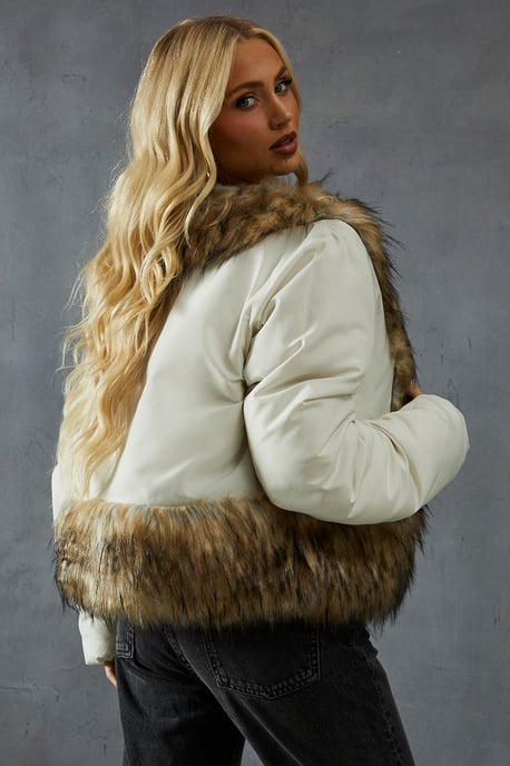 Faux Fur Trim Puffer Coat