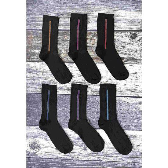 6 pares de calcetines de algodón con estampado de colores para hombre - Image 2