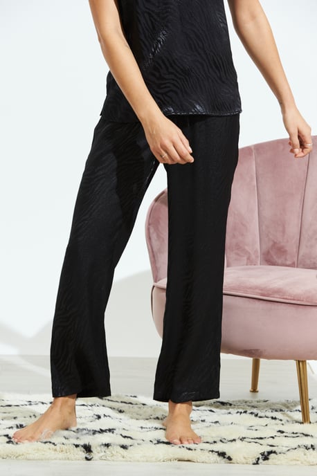 Black Zebra Jacquard Silky Pyjama Cami