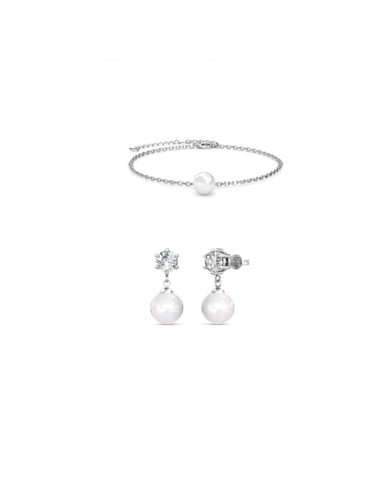 Conjunto de perlas de cristal Pauline - Plata y cristal - Image 2