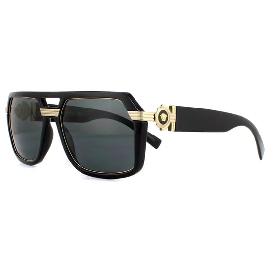 Gafas de sol de hombre Versace Square negras y gris oscuro - Image 2
