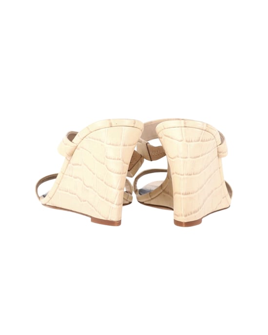 Diane Von Furstenberg Vivienne Croc-Effect Wedge Sandals in Beige Leather - Image 4