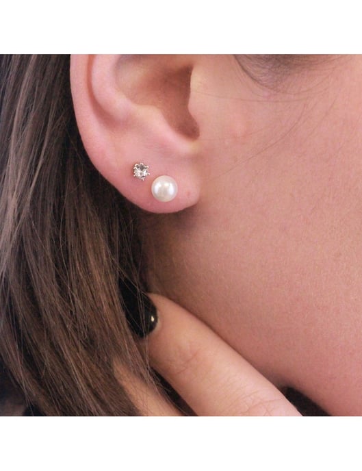 Pendientes de Perlas Luna Llena - Plata y Cristal - Image 2