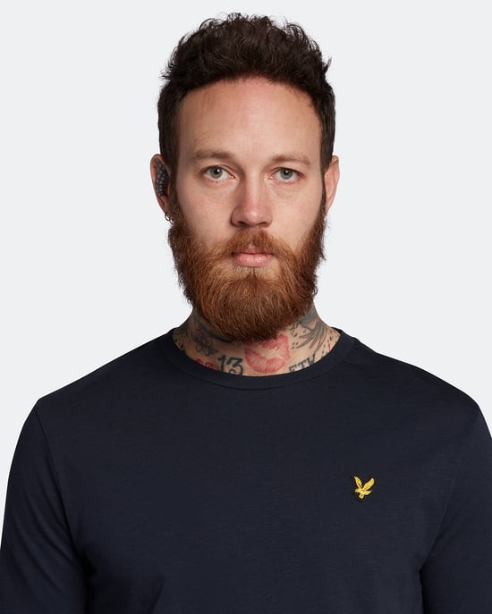 Camiseta flameada lisa en azul marino oscuro de Lyle & Scott - Image 4