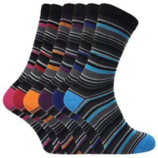 6 pares de calcetines de algodón con estampado de colores para hombre - Image 1
