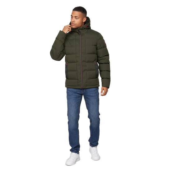 Crosshatch Mens Kampnew Embossed Jacket (Dark Olive) - Image 4