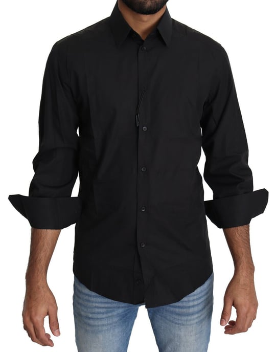 Camisa Formal de Algodón Negra Dolce & Gabbana para Hombre - Image 1