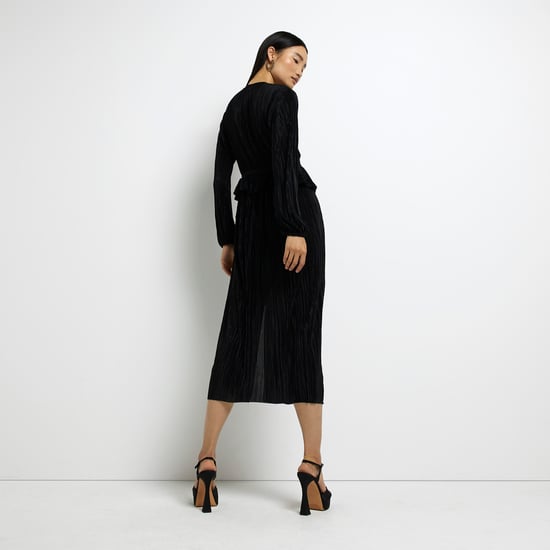 River Island Womens Midi Dress Black Long Sleeve