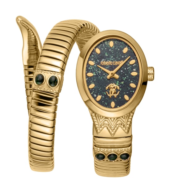 Reloj de acero inoxidable dorado de serpiente para mujeres Roberto Cavalli - Image 1