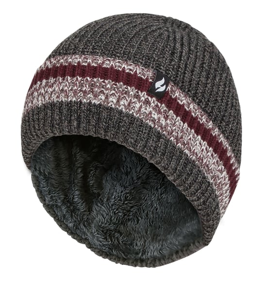 Gorro de invierno para hombre Turnover Cuff | Heat Holders | Gorro térmico de punto a rayas - Charcoal - Image 1