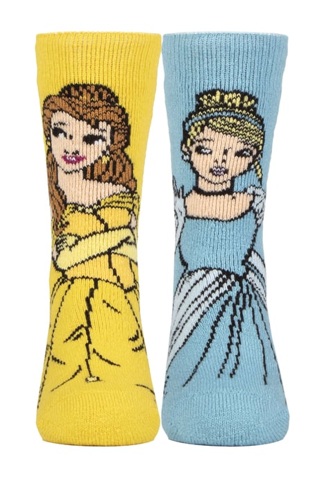 Calentadores Lite - Novedad Calcetines Princesas Disney para Niñas | Cenicienta Ariel Frozen Belle - Belle & Cinderella - Image 1