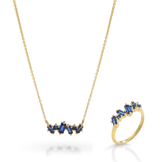 Orphelia 'Novel' Women's 925 Sterling Silver Set: Necklace + Ring - Gold SET-7534 - Image 1