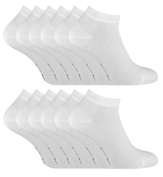 12 Pair Multipack Mens Bamboo Trainer Socks | Breathable Socks - Blanco - Image 1