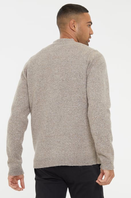 Taupe Knitted Button Up Cardigan