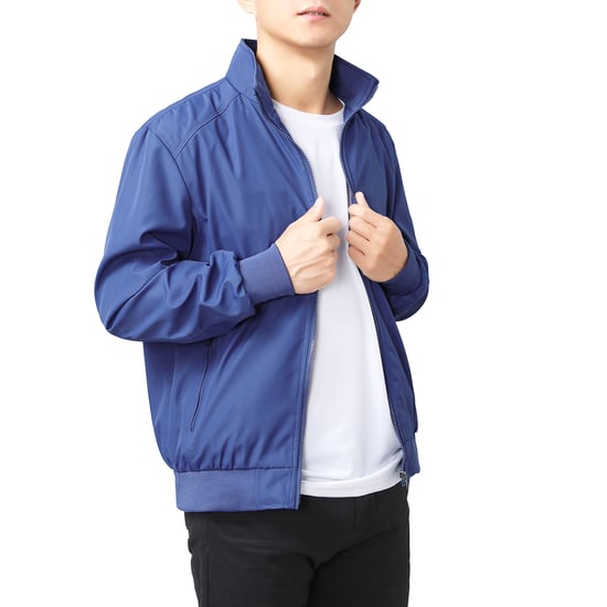 Men's Bomber Jacket with Stand-Up Collar, Transitional Jacket for Autumn, Casual Sports Jacket Blue - Image 5