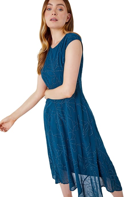 Embroidered Sequin Hanky Hem Dress - Image 1