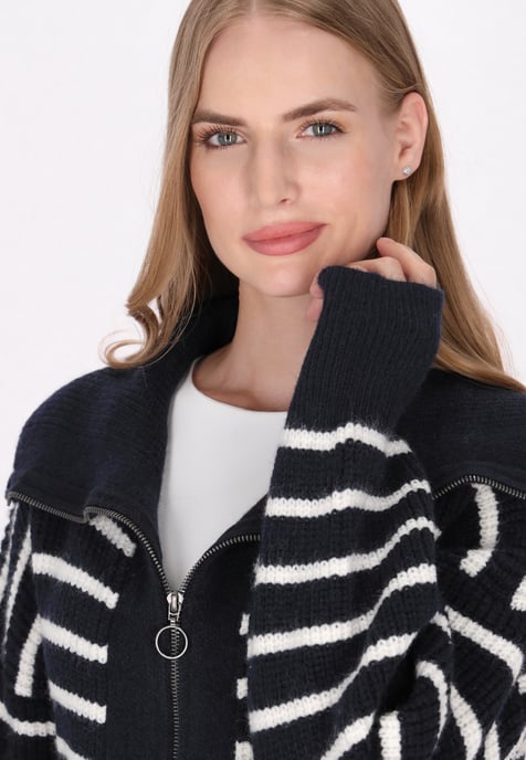Dreimaster Cardigan women marine wool white - Image 5