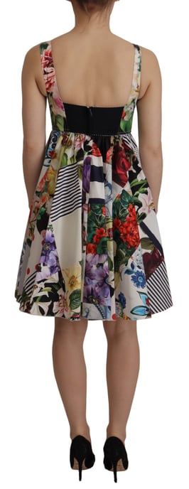 Vestido de Mujer Mini Acampanado de Jardín Multicolor de Popelín Patchwork de Dolce & Gabbana - Image 2