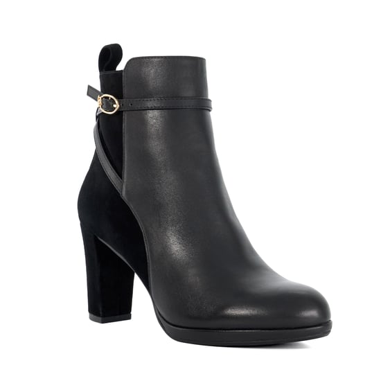 Dune Ladies Ottara - Branded Buckle Heeled Ankle Boot