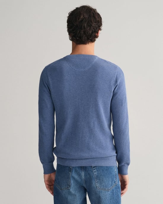 GANT Mens Cotton Pique Crew Neck Jumper - Image 6