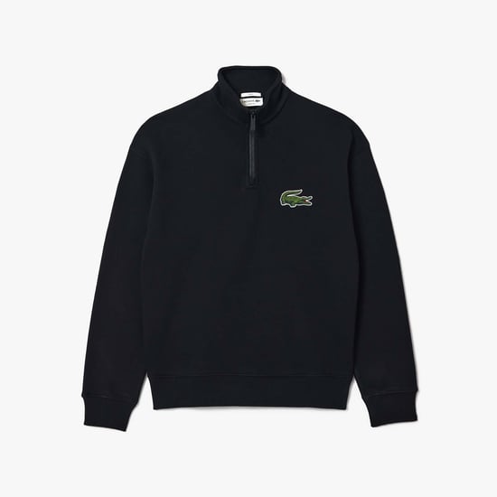Unisex Lacoste Loose Fit High Neck Sweatshirt in Black