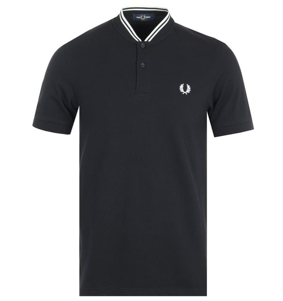Polo de Piqué con Cuello Bomber para Hombre Fred Perry en Negro - Image 1