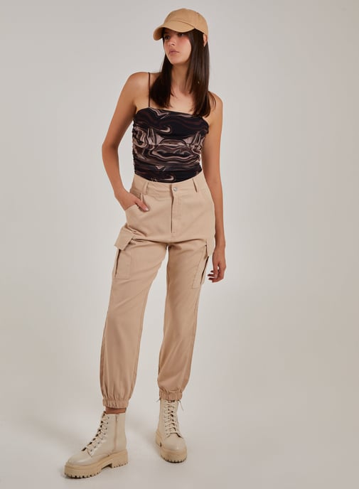 Mesh Marble Ruched Cami Strap Bodysuit