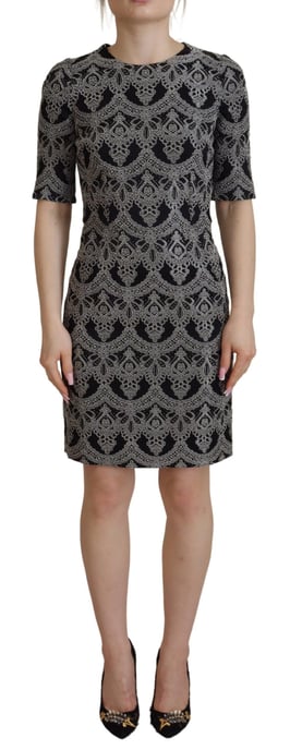 Vestido ajustado de mujer en jacquard negro y gris de Dolce & Gabbana - Image 1