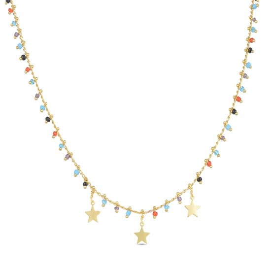 Luxenter beos necklace in 925 sterling silver and multicoloured hydrothermal quartz with 18kt yellow gold plated finish