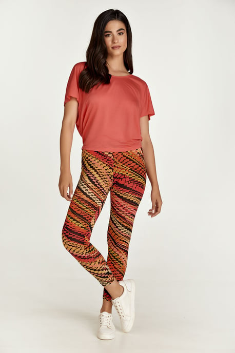 Red Multi-Coloured Print Leggings