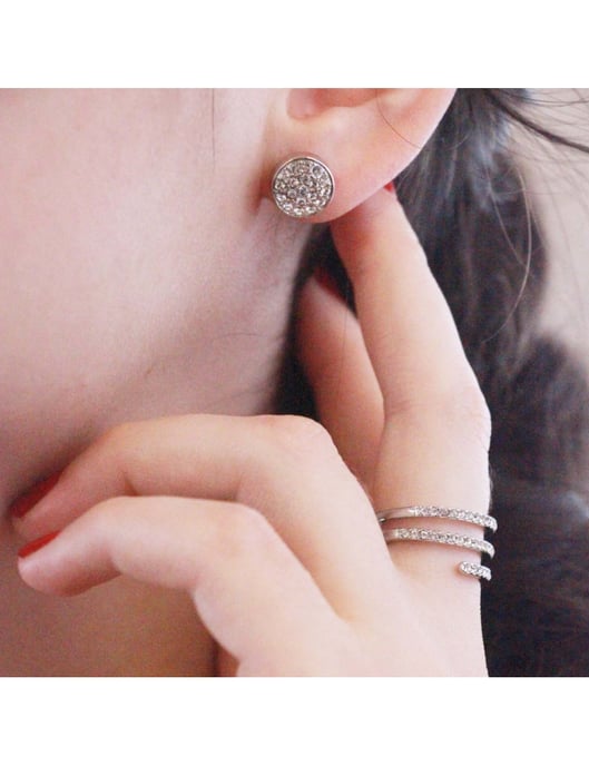 Pendientes Redondos - Plata y Cristal - Image 2