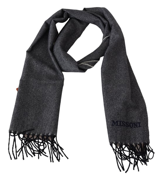 Missoni Men's Gray Cashmere Knit Unisex Neck Wrap Scarf - Image 3