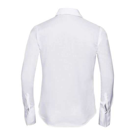 Russell Collection Womens/Ladies Ultimate Non-Iron Tailored Long-Sleeved Shirt (White) - Image 2