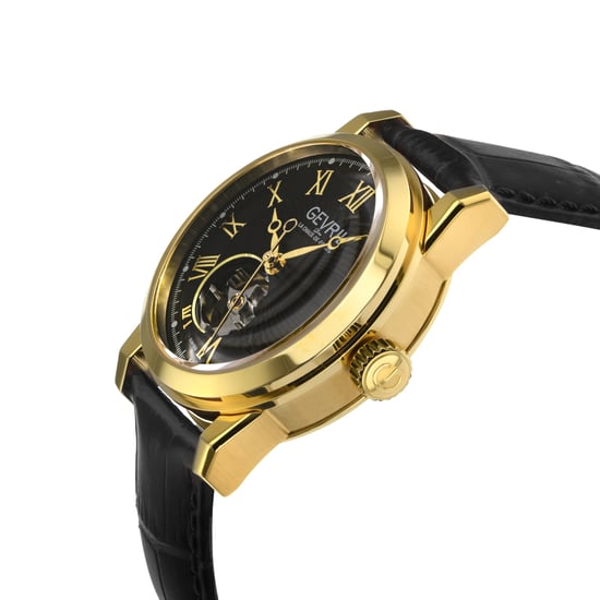 Gevril Men's Madison Black Dial Black Leather Swiss Automatic Watch
