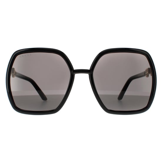 Gafas de sol cuadradas para mujer Gucci negras y doradas grises - Image 1