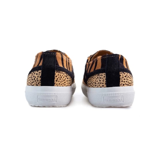 Superga Womens/Ladies Cheetah & Zebra Print Cowhide Leather Trainers (Black) - Image 2