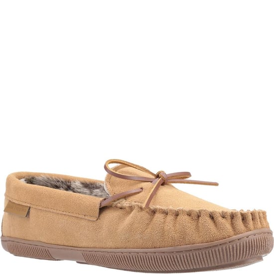 Hush Puppies Mens Ace Slip On Leather Slipper (Tan) - Image 1
