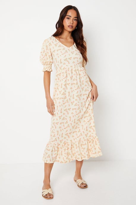 Petite Ivory Ditsy Tiered Midi Dress - Image 1