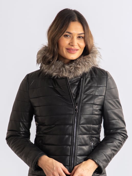 Ennerdale Quilted Leather Jacket in Black